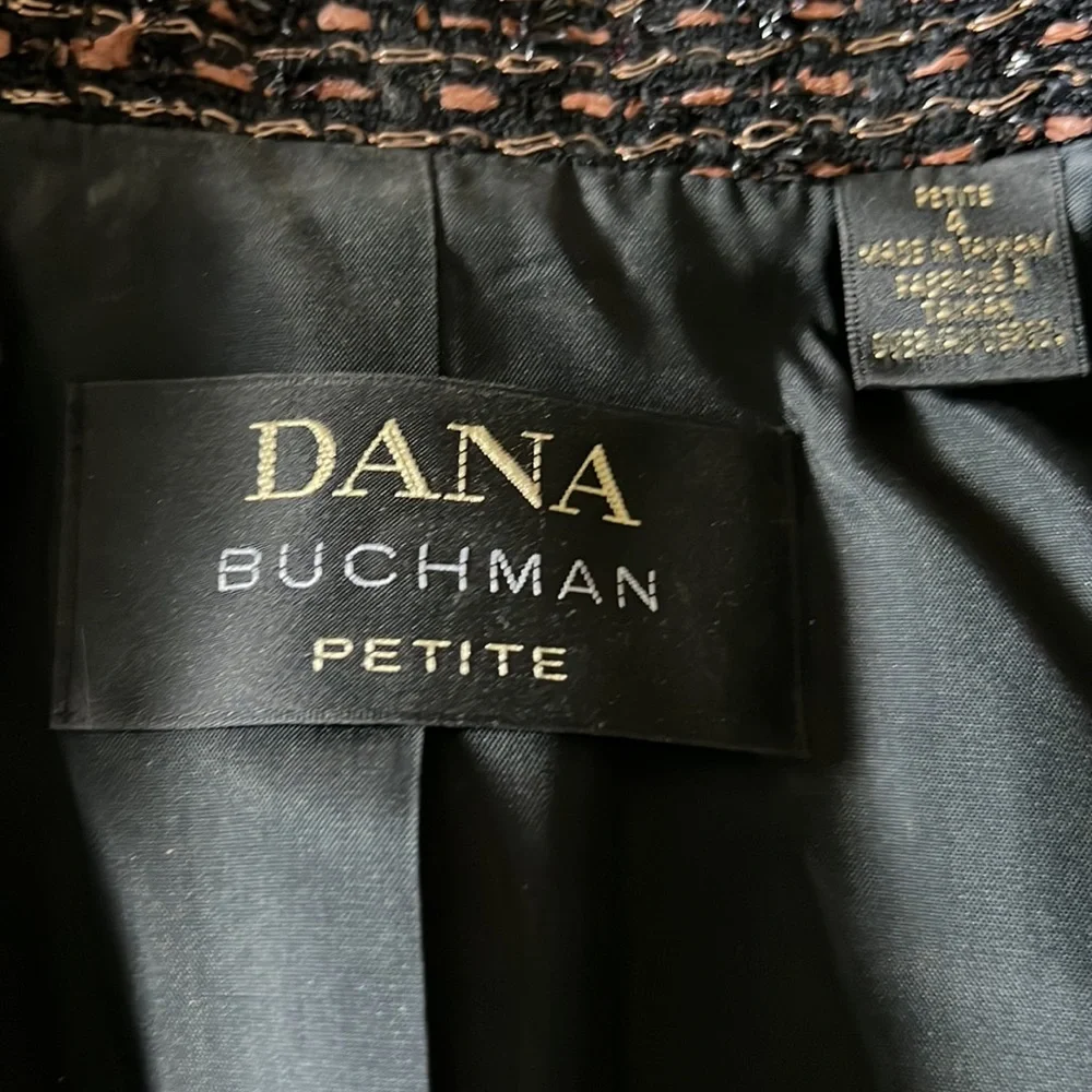 Petite Dana Bachman Black/Brown Metallic Tweed Suit Size: 4 Petite MSRP: $300 - Picture 9 of 10